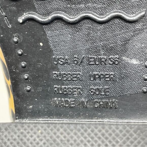 Ride Tecs Women's Leopard Animal Print Black Slip On Rubber Cowboy Boots Size 6 - Picture 9 of 9